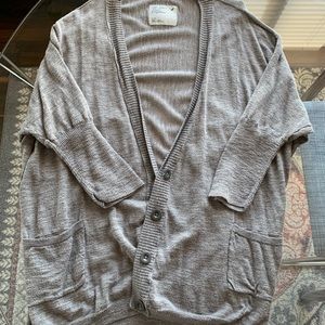 American Eagle Light Grey 3/4 Sleeve Cardigan